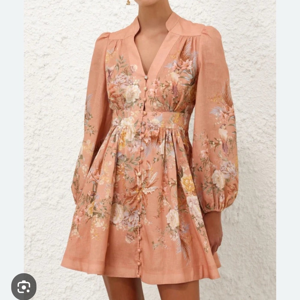 Zimmerman Tallow Plunge Mini Dress